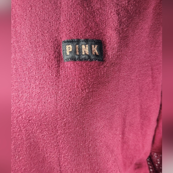 *PINK* Burgandy Oversized Crop Top With Long Sleeves - Picture 8 of 9